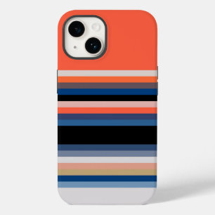 Cute orange blue stripes Case-Mate iPhone 14 case
