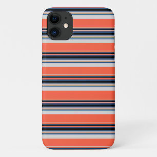 Cute orange blue stripes iPhone 11 case