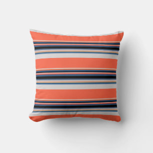 Cute orange blue stripes cushion