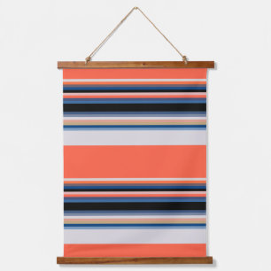 Cute orange blue stripes hanging tapestry