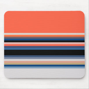 Cute orange blue stripes mouse pad