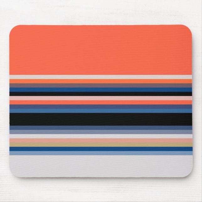 Cute orange blue stripes mouse pad (Front)