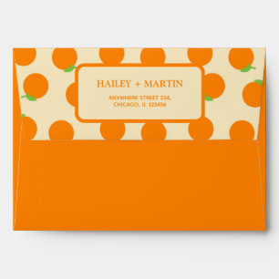 Cute Orange Boho Fruit Engagement Stationery Envelope