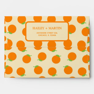 Cute Orange Boho Fruit Engagement Stationery Envelope