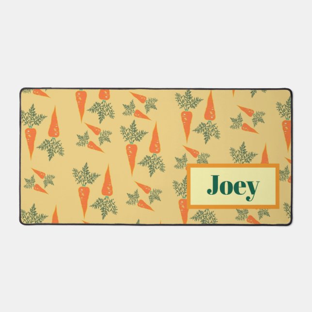 Cute Orange Carrot Monogram Gift  Desk Mat (Front)