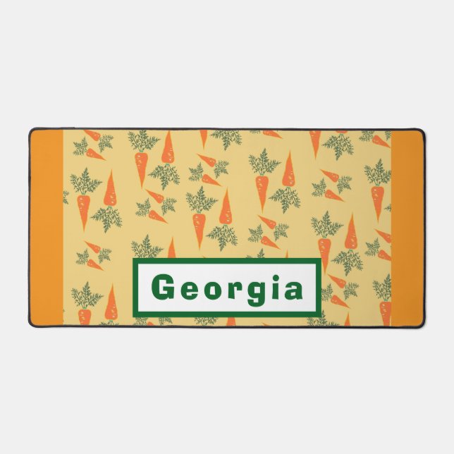 Cute Orange Carrot Name Personalised  Desk Mat (Front)