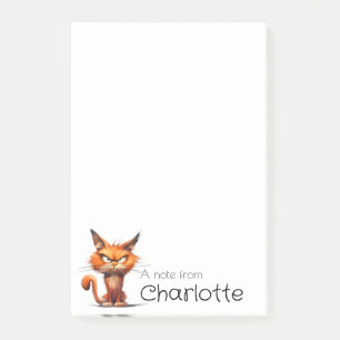 Cute orange cartoon cat name post-it notes