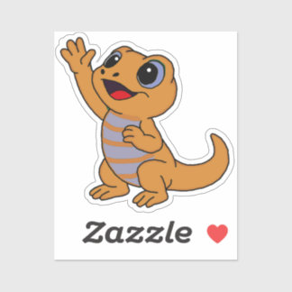 Cute Orange Cartoon Lizard for Water Bottle