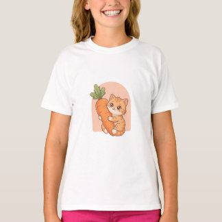 Cute Orange Cat Carrot Kids T-Shirt