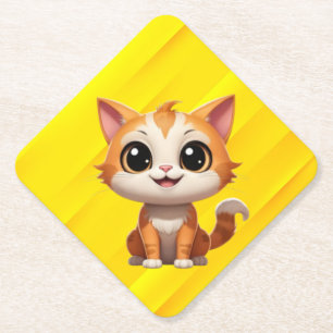 Cute Orange Cat Cartoon Style Character-89738 Paper Coaster