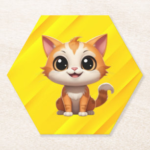 Cute Orange Cat Cartoon Style Character-89738 Paper Coaster