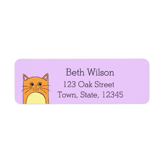 Cute Orange Cat Custom Address Labels (Front)