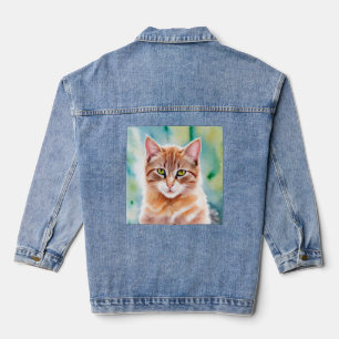 Cute Orange Cat Denim Jacket