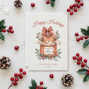 Cute Orange Cat Do Not Open Until Christmas Holiday Card