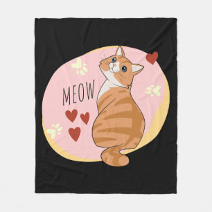 Cute orange cat fleece blanket