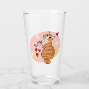 Cute orange cat glass