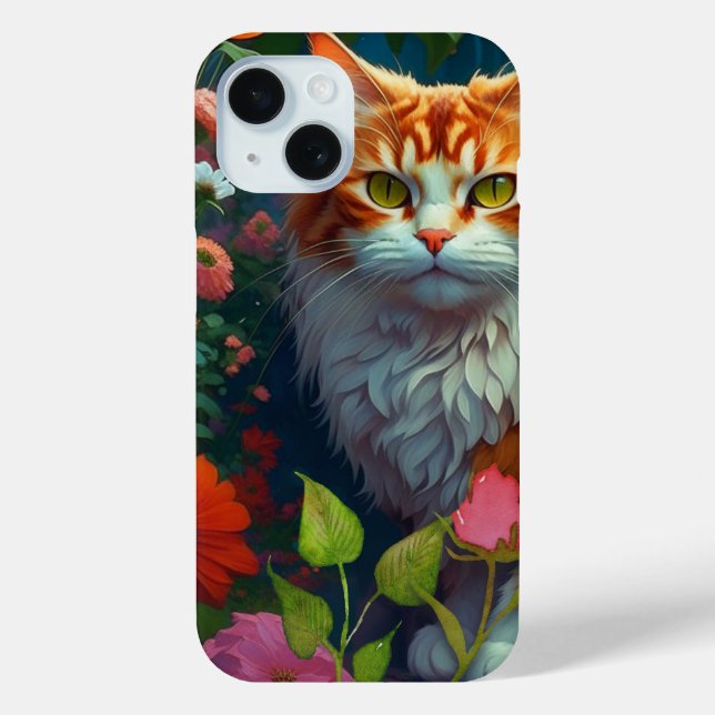 Cute Orange Cat in Flowers  Case-Mate iPhone Case (Back)