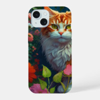 Cute Orange Cat in Flowers