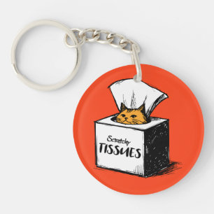 Cute Orange Cat in Tissue Box Custom Name  Key Ring
