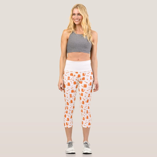 Cute Orange Cat Lover Leggings (Front)