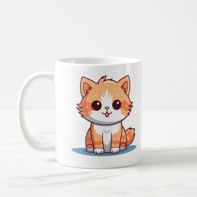 Cute Orange Cat Mug – Adorable Cat Coffee Cup (Left)