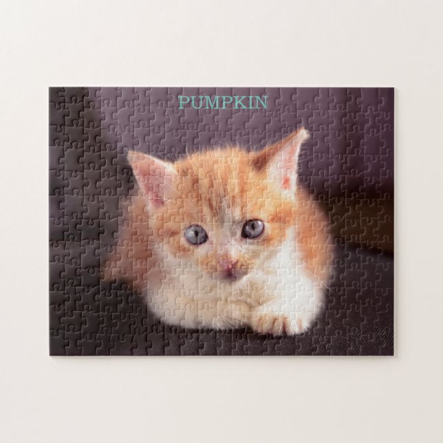  Cute Orange Cat on black Ottoman Orange Kitten Jigsaw Puzzle (Horizontal)