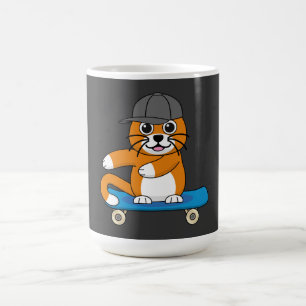 Cute Orange Cat on Skateboard Cartoon Coffee Mug