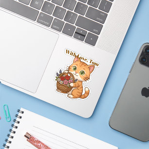 Cute Orange Cat Personalised Die-Cut Vinyl Sticker