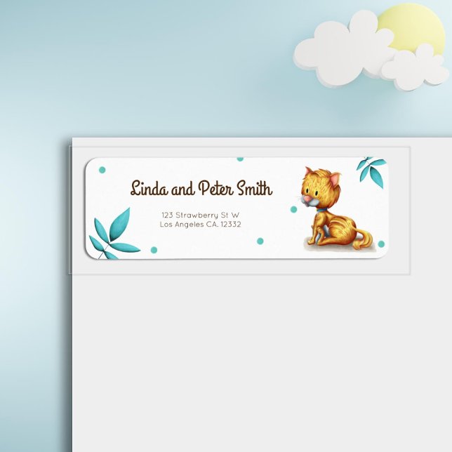 Cute Orange Cat Return Address Return Address Label (Creator Uploaded)