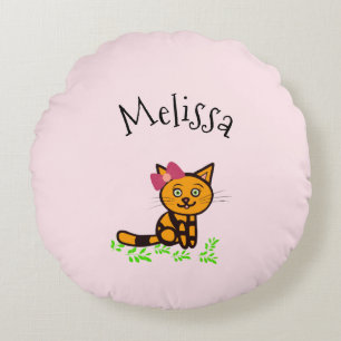Cute orange cat round cushion