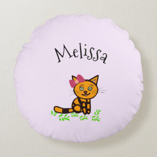 Cute orange cat round cushion