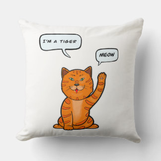 Cute orange cat says "Meow". Tiger 2022 T-Shirt Cushion