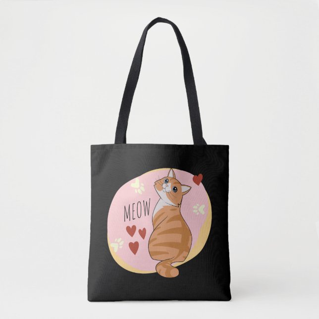 Cute orange cat tote bag (Front)