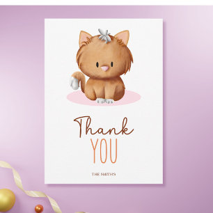 Cute Orange Cat Typography Thank You Card
