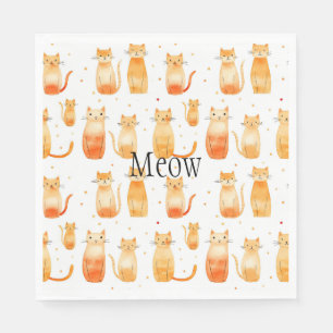 Cute Orange Cats Birthday Paper Napkin