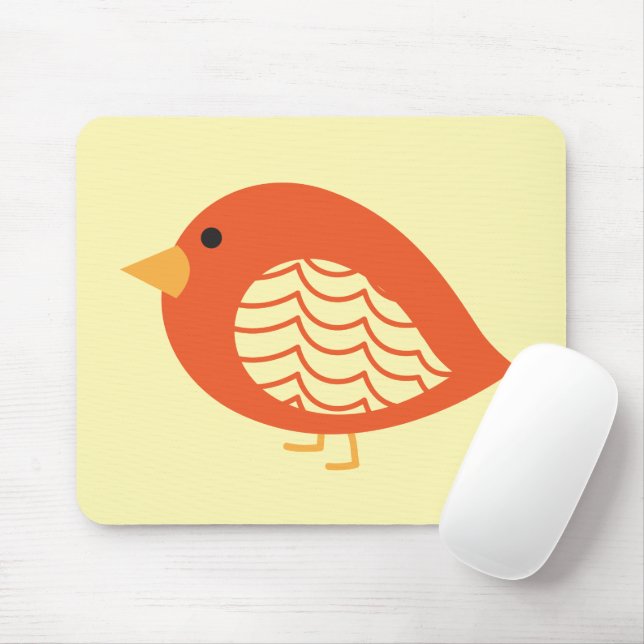 Cute orange colourful quirky birds mouse pad (With Mouse)