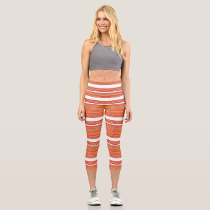Cute orange colourful stripes capri leggings