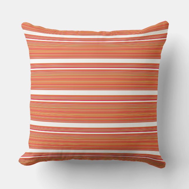 Cute orange colourful stripes cushion (Front)