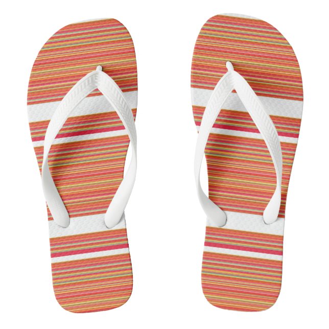 Cute orange colourful stripes thongs (Footbed)