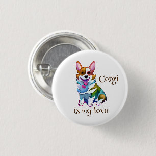 Cute Orange corgi for a positive mood 3 Cm Round Badge