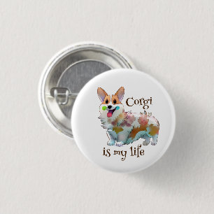 Cute Orange corgi for  a positive mood  3 Cm Round Badge