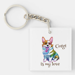 Cute Orange corgi for a positive mood Key Ring