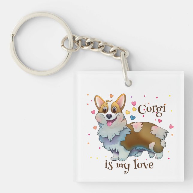 Cute Orange corgi for  a positive mood  Key Ring (Front)