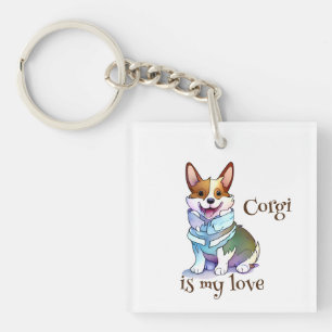 Cute Orange corgi for a positive mood Key Ring