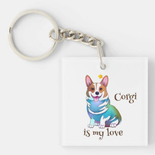 Cute Orange corgi for a positive mood Key Ring
