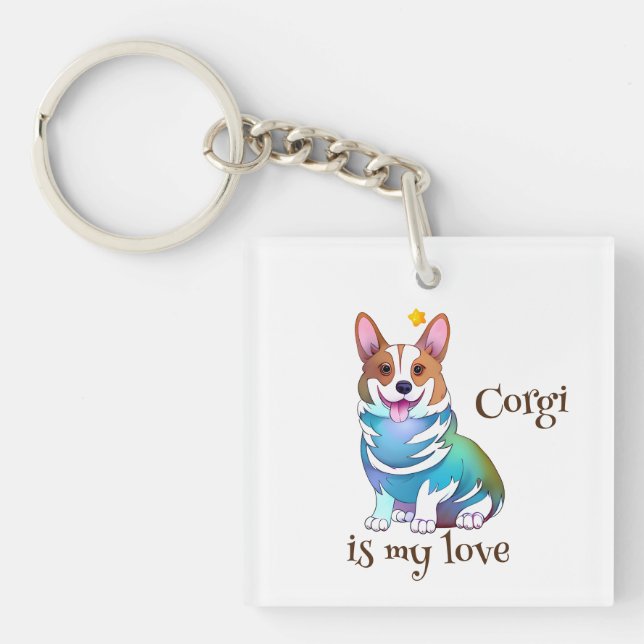 Cute Orange corgi for  a positive mood  Key Ring (Front)