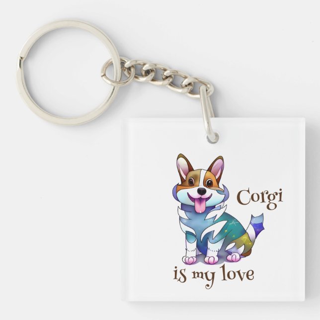 Cute Orange corgi for  a positive mood  Key Ring (Front)