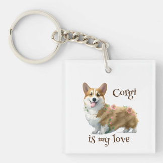 Cute Orange corgi for a positive mood Key Ring