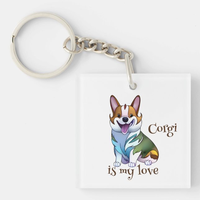 Cute Orange corgi for  a positive mood  Key Ring (Front)