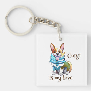 Cute Orange corgi for a positive mood Key Ring